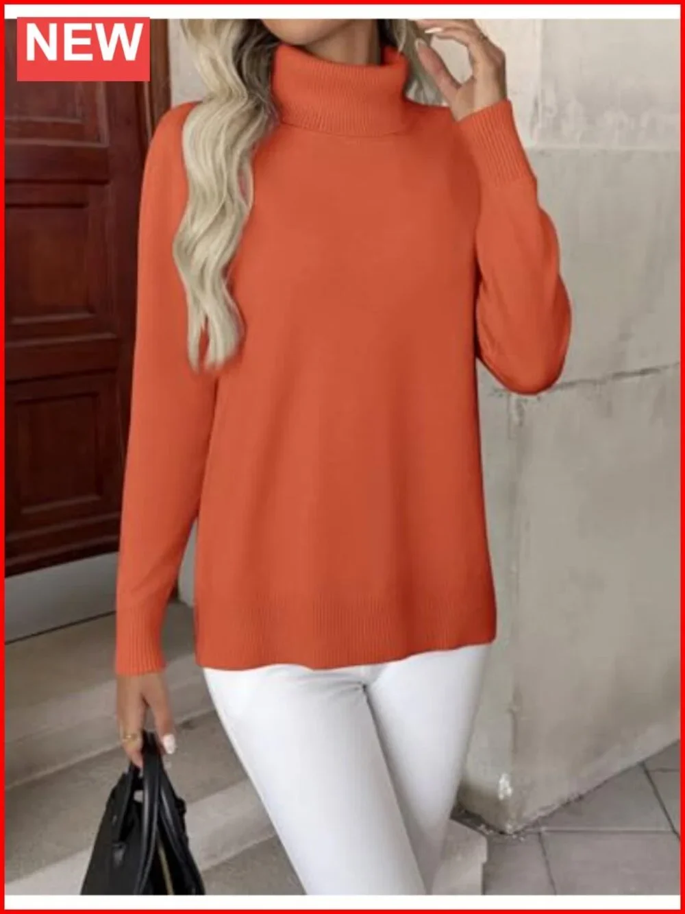 Womens Turtleneck Sweater Long Sleeve Knit Pullover Top
